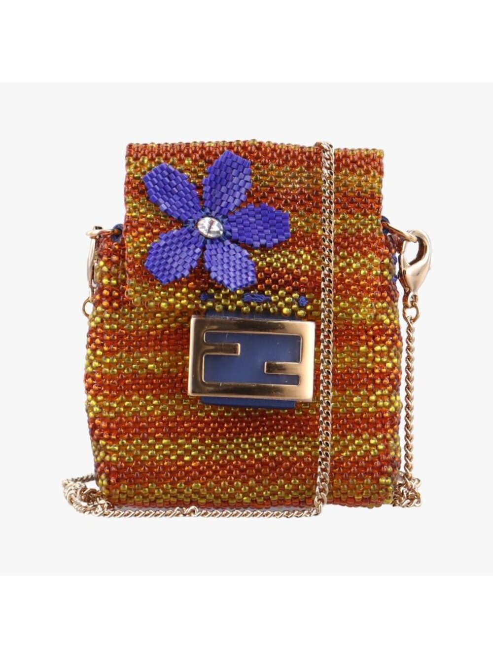 Fendi Airpods Case Mini Pico Baguette Orange Beads Shoulder Bag